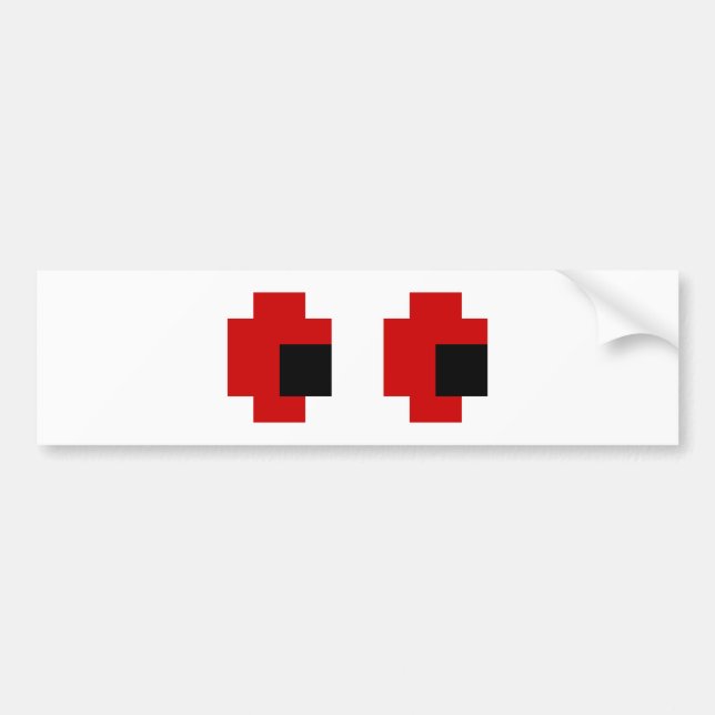 Autocollant De Voiture 8 bits Éffrayants yeux rouges (Devant)
