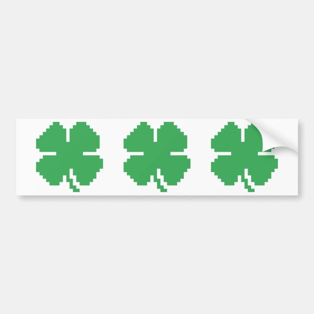Autocollant De Voiture 8 bits Pixel Lucky Four Leaf Clocher (Devant)