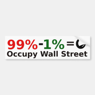 Autocollant De Voiture 99% - 1% = singularité, occupent Wall Street