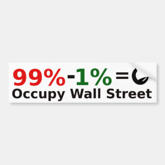 Autocollant De Voiture 99% - 1% = singularité, occupent Wall Street