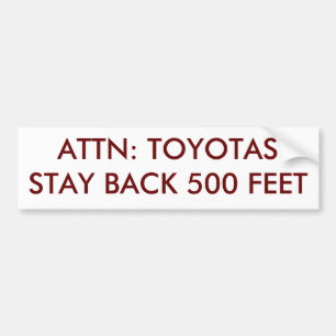 AUTOCOLLANT DE VOITURE A L'ATTENTION DE : SÉJOUR DE TOYOTAS DE RETOUR 50