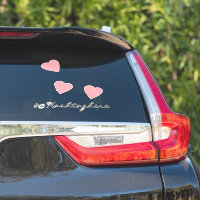 Autocollant de voiture à nom de coeurs roses flott