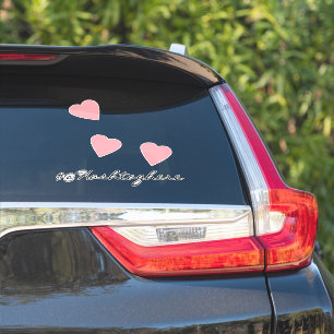 Autocollant de voiture à nom de coeurs roses flott