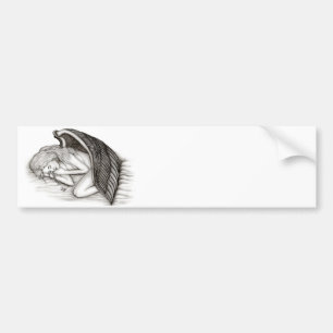 Autocollant De Voiture A sleeping Angel , black and white