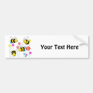 Autocollant De Voiture Abeilles bourdonnées en fleurs de jardin