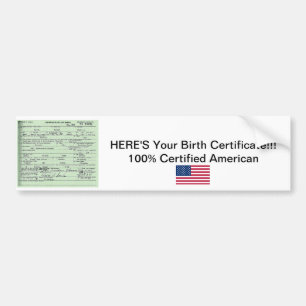 Autocollant De Voiture Acte de naissance d'Obama