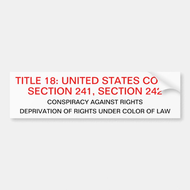 Autocollant De Voiture Adhésif pour pare-chocs avec le titre 18 USC (Devant)