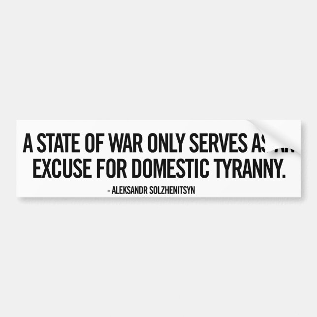 Autocollant De Voiture Adhésif pour pare-chocs de guerre et de tyrannie (Devant)
