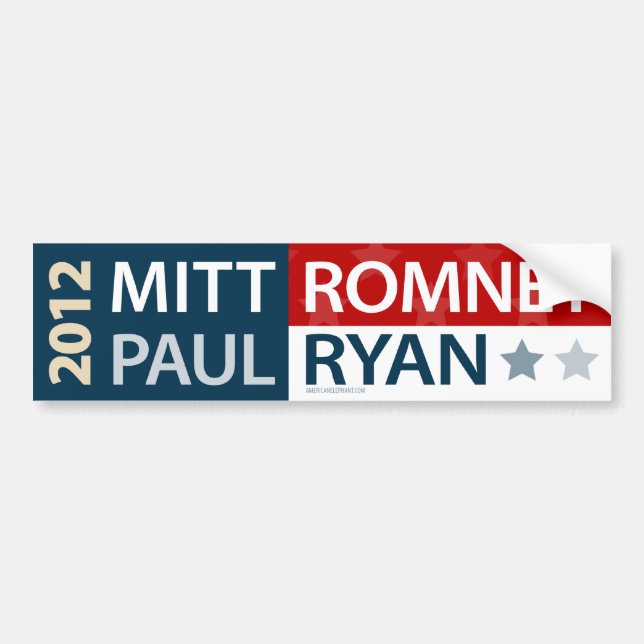 Autocollant De Voiture Adhésif pour pare-chocs de Mitt Romney Paul Ryan (Devant)