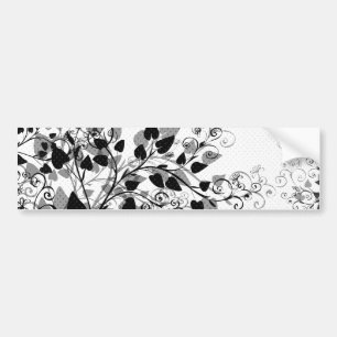 Autocollant De Voiture Adhésif pour pare-chocs floral blanc noir de