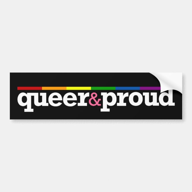 Autocollant De Voiture Adhésif pour pare-chocs noir de Queer&proud (Devant)