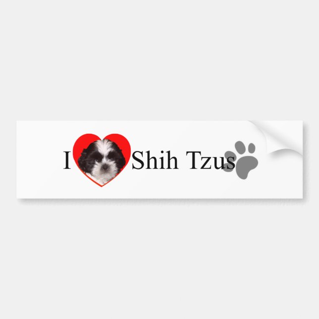 Autocollant De Voiture Adorable I Love Shih Tzus Bumper Sticker (Devant)