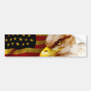 Autocollant De Voiture Aigle chauve avec le drapeau