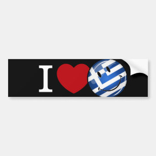Autocollant De Voiture Aimer la Grèce  Drapeau souriant