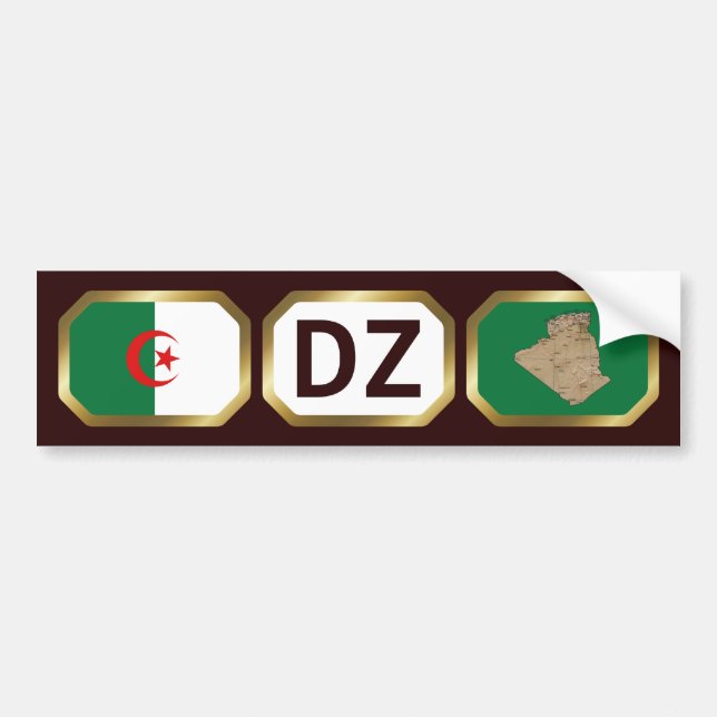 Autocollant De Voiture Algeria Flag Map Code Bumper Sticker (Devant)
