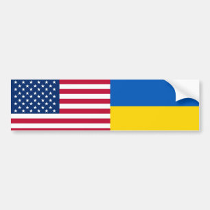 Autocollant De Voiture Américain Je suis avec l'Ukraine. Drapeaux USA et 