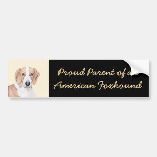 Autocollant De Voiture American Foxhound Paining - Cute Original Dog Art
