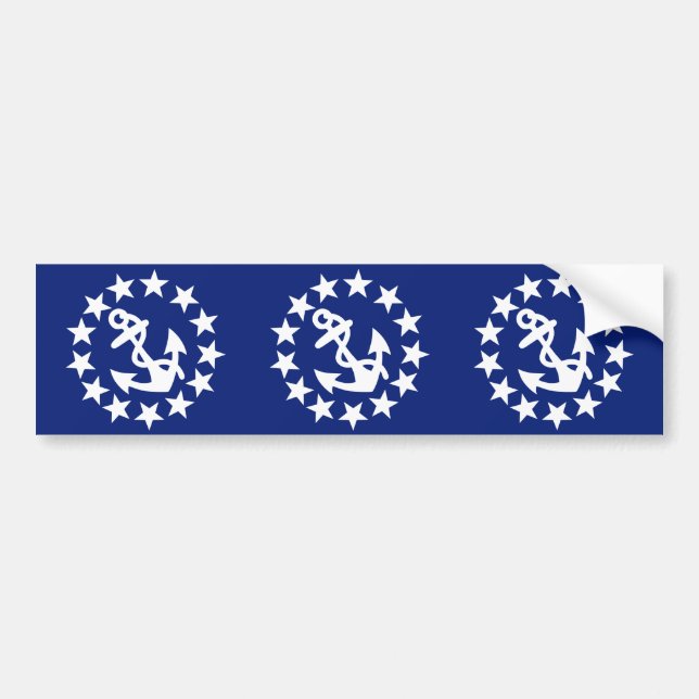 Autocollant De Voiture American Nautical Yacht Flag Anchor Stars Blue (Devant)