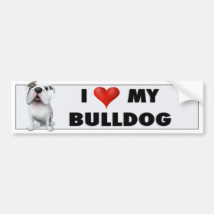 Autocollant De Voiture Amour (anglais) BULLD1 de bouledogue