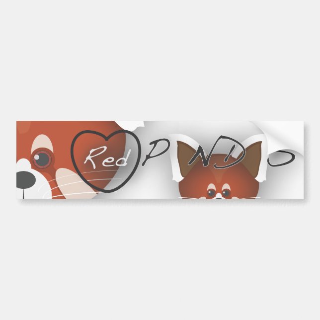 Autocollant De Voiture Amour de panda rouge (Devant)