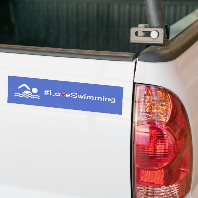 Autocollant De Voiture Amour nager blanc sur bleu (Sur camion)