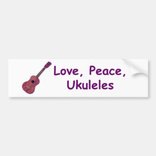 Autocollant De Voiture Amour, paix, ukulélés