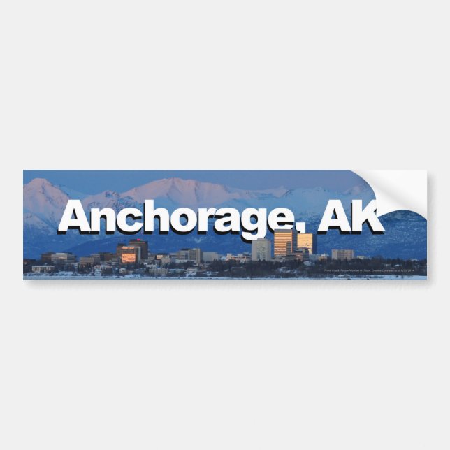 Autocollant De Voiture Anchorage Alaska avec Anchorage dans le ciel (Devant)