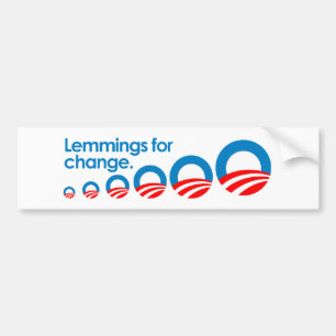 Autocollant De Voiture Anti-Obama - lemmings pour le changement