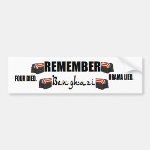 Autocollant De Voiture anti obama : Rappelez-vous Benghazi. quatre morts