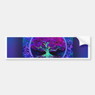 Autocollant De Voiture Arbre de paix et d'amour de la vie dans le bleu