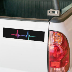 Autocollant De Voiture Arc-en-ciel de fierté de battement de cœur Allié L