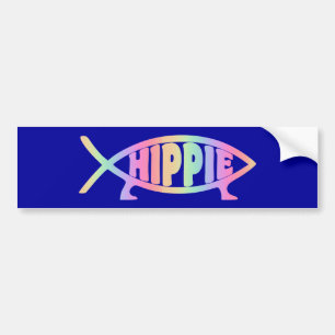 Autocollant De Voiture Arc-en-ciel de poissons de hippie