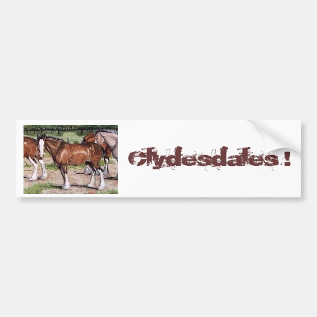 Autocollant De Voiture Art de cheval de règle de Clydesdales (Devant)