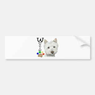 Autocollant De Voiture Art mignon de chien et de patte de Westie