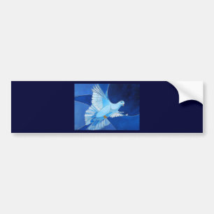 Autocollant De Voiture Artistique Dove Outline Art En Bleu Cérulean