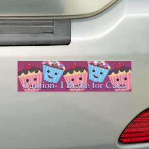 Autocollant De Voiture Attention Je freine pour Cake
