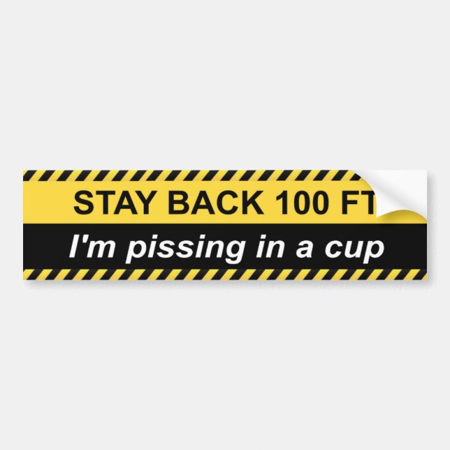 Autocollant De Voiture Attention: Je pisse dans une tasse (Devant)