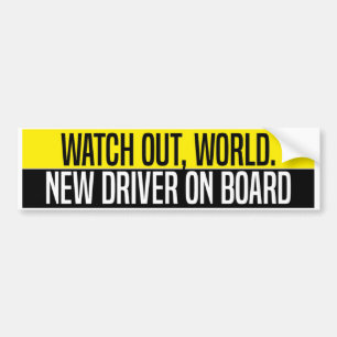 Autocollant De Voiture Attention Monde Nouveau Conducteur à Bord