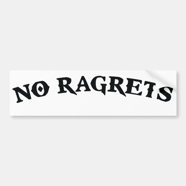 Autocollant De Voiture Aucun tatouage de regrets de Ragrets Mispelled (Devant)