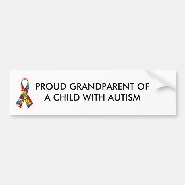 Autocollant De Voiture autism_ribbon, GRAND-PARENT FIER D'UN ESPRIT (Devant)