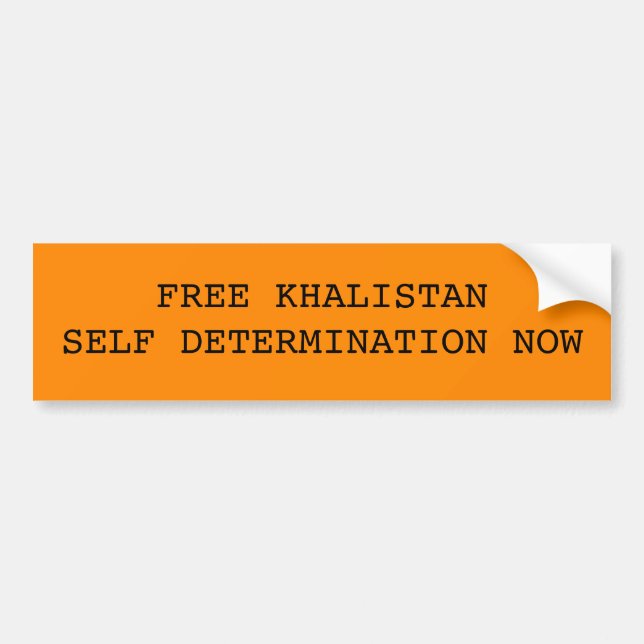 Autocollant De Voiture Autodétermination libre de Khalistan maintenant (Devant)
