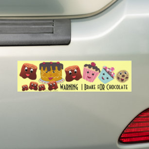 Autocollant De Voiture AVERTISSEMENT Je freine pour le chocolat Chibi -