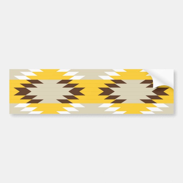 Autocollant De Voiture Aztec Tribal Jaune Amérindien Brown Designs (Devant)