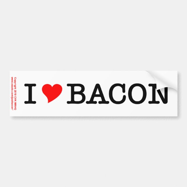 Autocollant De Voiture Bacon I Love (Devant)