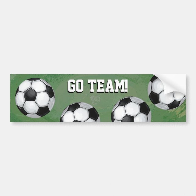 Autocollant De Voiture Balle de football, Go Team Bumper Sticker (Devant)