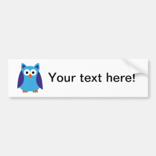 Autocollant De Voiture Bande dessinée bleue de hibou