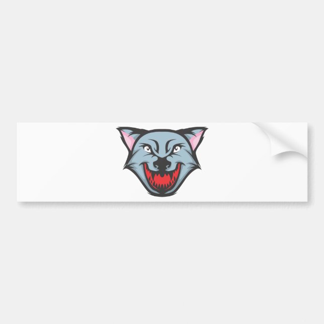 Autocollant De Voiture Bande dessinée fâchée faite sur commande de loup (Devant)