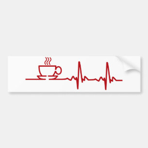 Autocollant De Voiture Battement de coeur ECG de café de matin