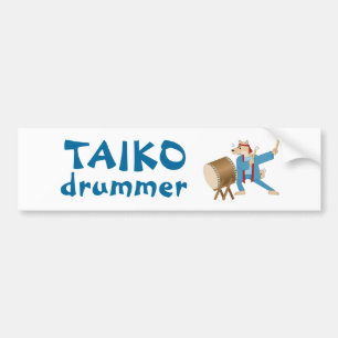 Autocollant De Voiture Batteur de Taiko de chien de bande dessinée de