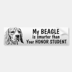 Autocollant De Voiture Beagle - plus futé que l'étudiant d'honneur -